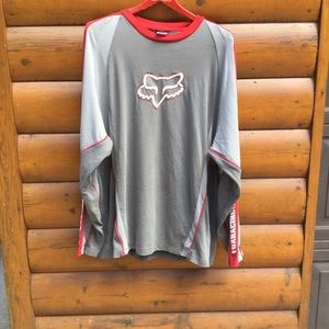 🦊 Fox JERSEY  Red & GRAY Vintage Distresed SPELL OUT